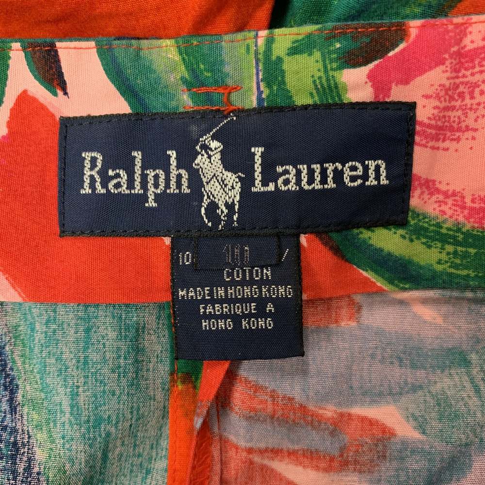 RALPH LAUREN Multi-Color Cotton Watercolor High Waisted Shorts - Picture 4 of 5